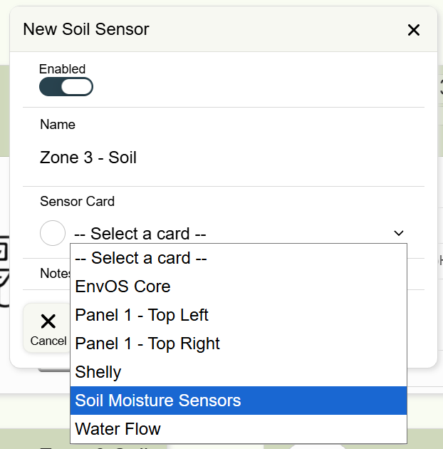 Sensor Card Connection Sensor Card Connection
