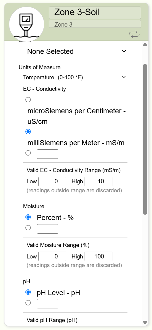 Select Units of Measure Select Units of Measure