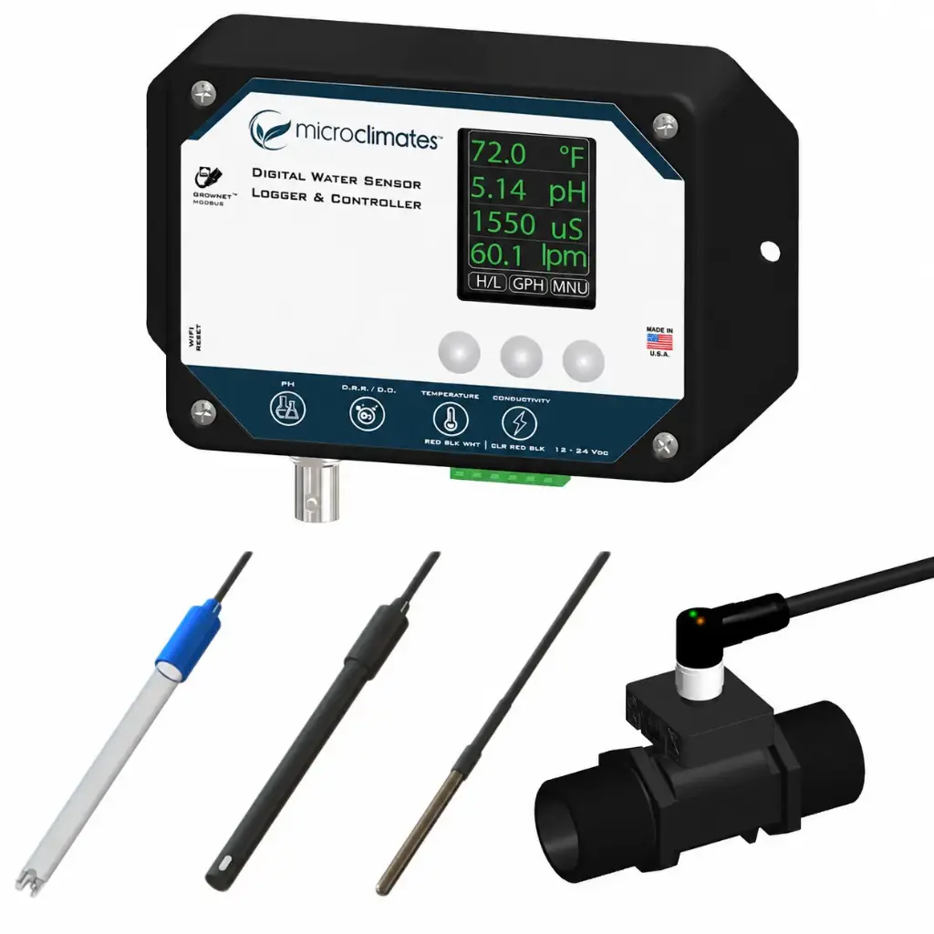 Hydroponic Nutrient/pH Monitor Controller with Flow & LCD (Probes & Flow Sensor)