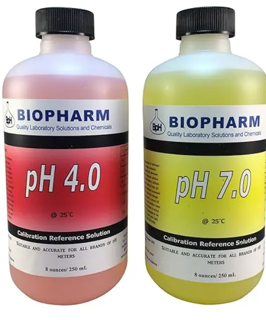 pH Buffer Calibration Kit 2-Pack — 250 mL (8.4 fl oz) Bottle of Each: pH 4.00 and pH 7.00 | Color Coded
